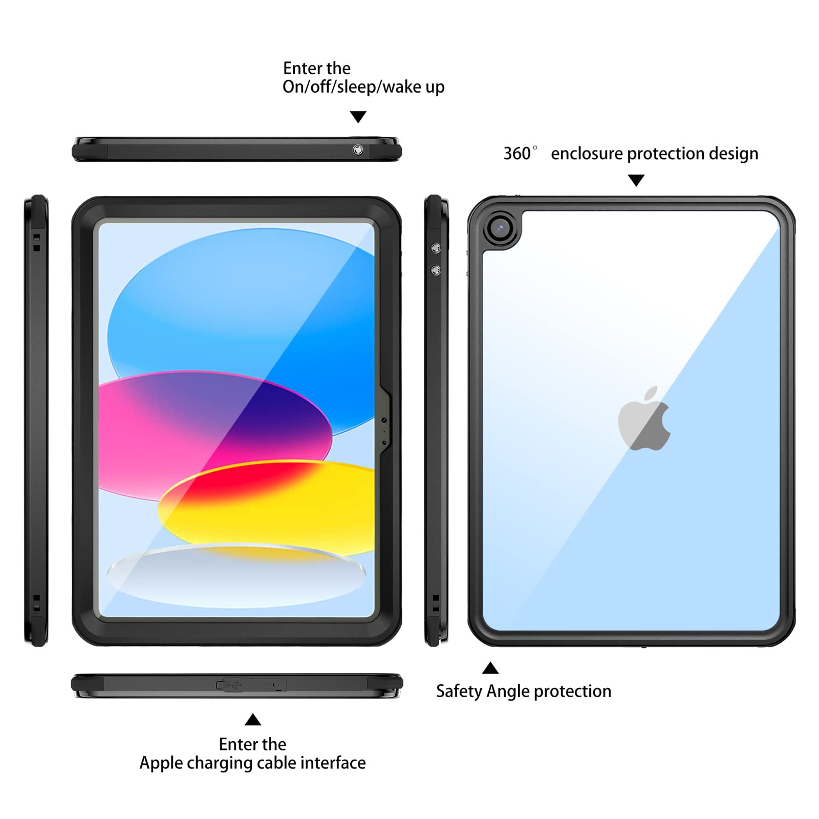 Funda Impermeable para iPad de 10.ª generación (10,9 Pulgadas, versión 2022), IP68 Resistente al Agua, protección Completa de 360 Grados, Funda a Prueba de caídas a Prueba de Golpes