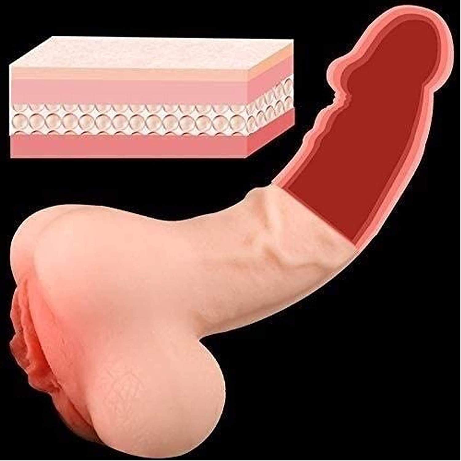 2 in 1 Dildo realistico Manicotto del pene Masturbazione Dildo anale in silicone Dong reale Figa tascabile Masturbazione anale Giocattolo del sesso per uomini Donne Coppie