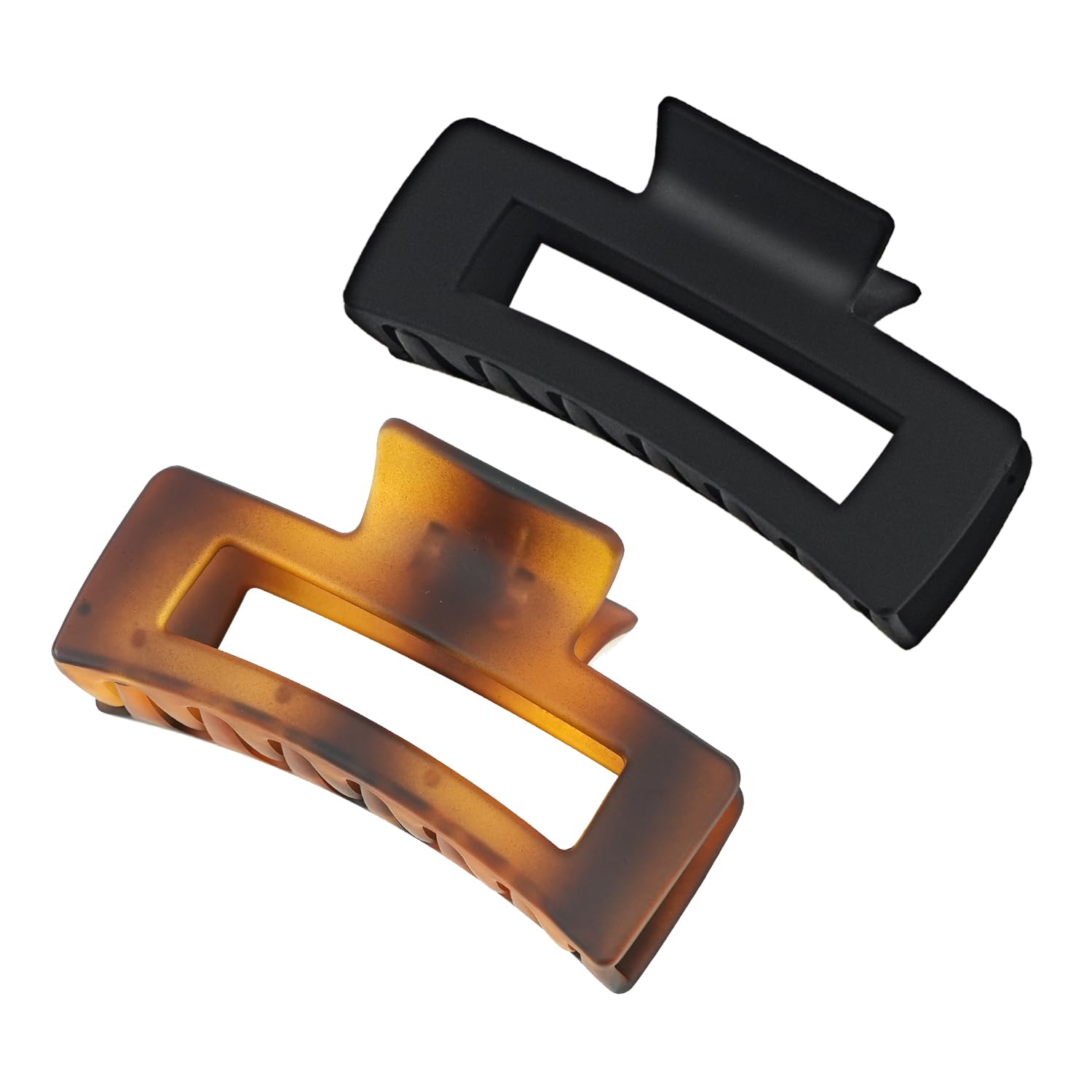 Large Matte Rectangular Hair Claw Clips - Black & Tortoise