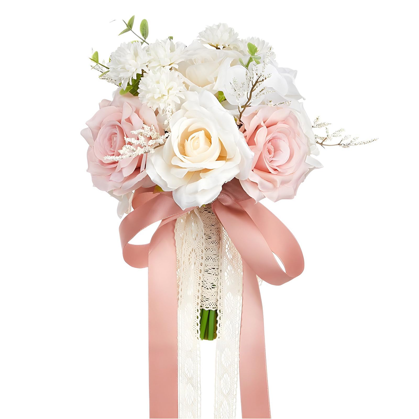 Elnwnnkc Artificial Roses Wedding Bouquet Beautiful Handheld Artificial Flower Bunch Delicate Bride Bunch Wedding Faux Flower Arrangement