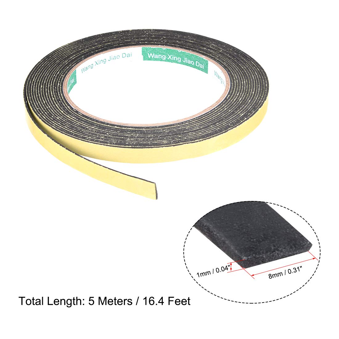 Unique Bargains Sealing Foam Tape 8mm Wide 3mm Thick 4m/13ft Long Self Adhesive Weather Strip For Window Door Insulation