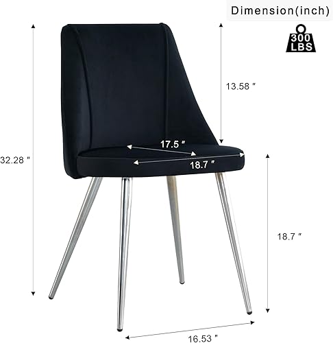 Miniatura 4 de Juego de 4 sillas de comedor modernas, sillas decorativas de terciopelo de mediados de siglo con respaldo copetudo, sillas de cocina con patas de