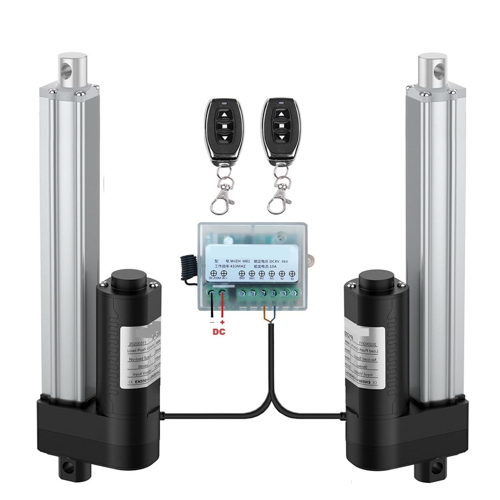 Actuador lineal 12V 4000N con carrera de 150mm y dos mandos a distancia silenciosos