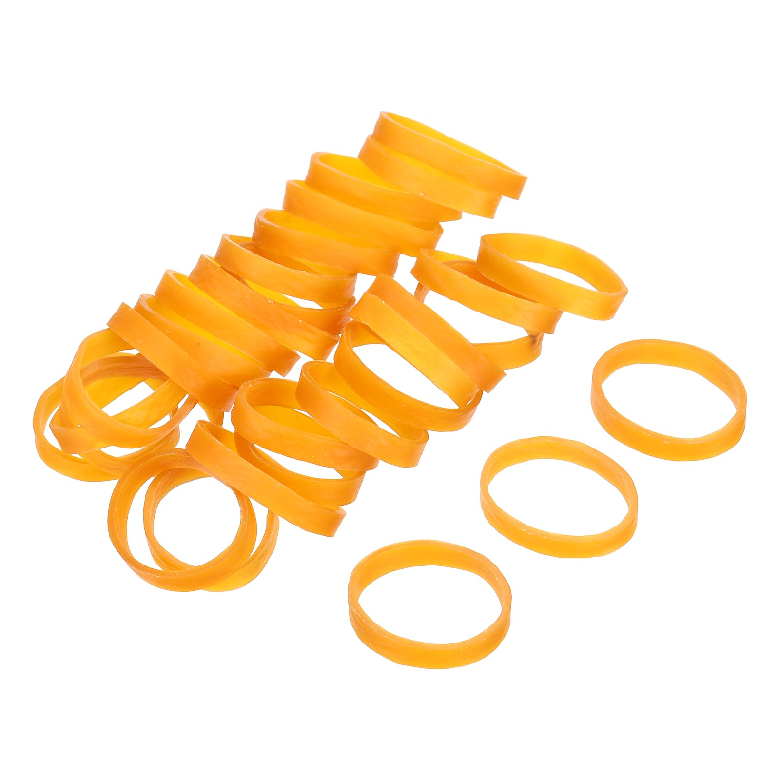 sourcing map 100 Pack Rubber Band Stretchable Rubber Elastic Band Yellow 25mm x 5mm Hair Rubber Bands for Home Office Hair Dressing Making-up Package