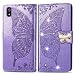 Produktbild Luckyandery Redmi 7A Schutzhülle, Redmi 7A Klappetui, PU-Leder, Standfunktion, Kartenfächer, Geldfach, Xiaomi Redmi 7A Brieftaschen-Schutzhülle, Hellviolett
