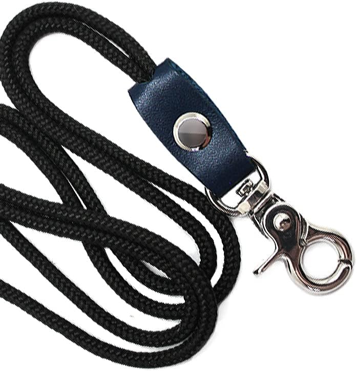 Miniatura 7 de Portatarjetas boshiho de cuero de grano completo con cordón de cuello de 19 pulgadas, estilo vertical (azul)