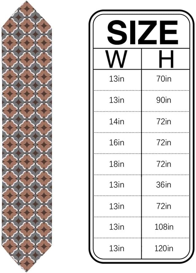 Geometric Figures Texture Brown Table Runners Holiday Wedding Decor Dinning Table Cover Christmas Decorations Table Cloth(41x183cm)