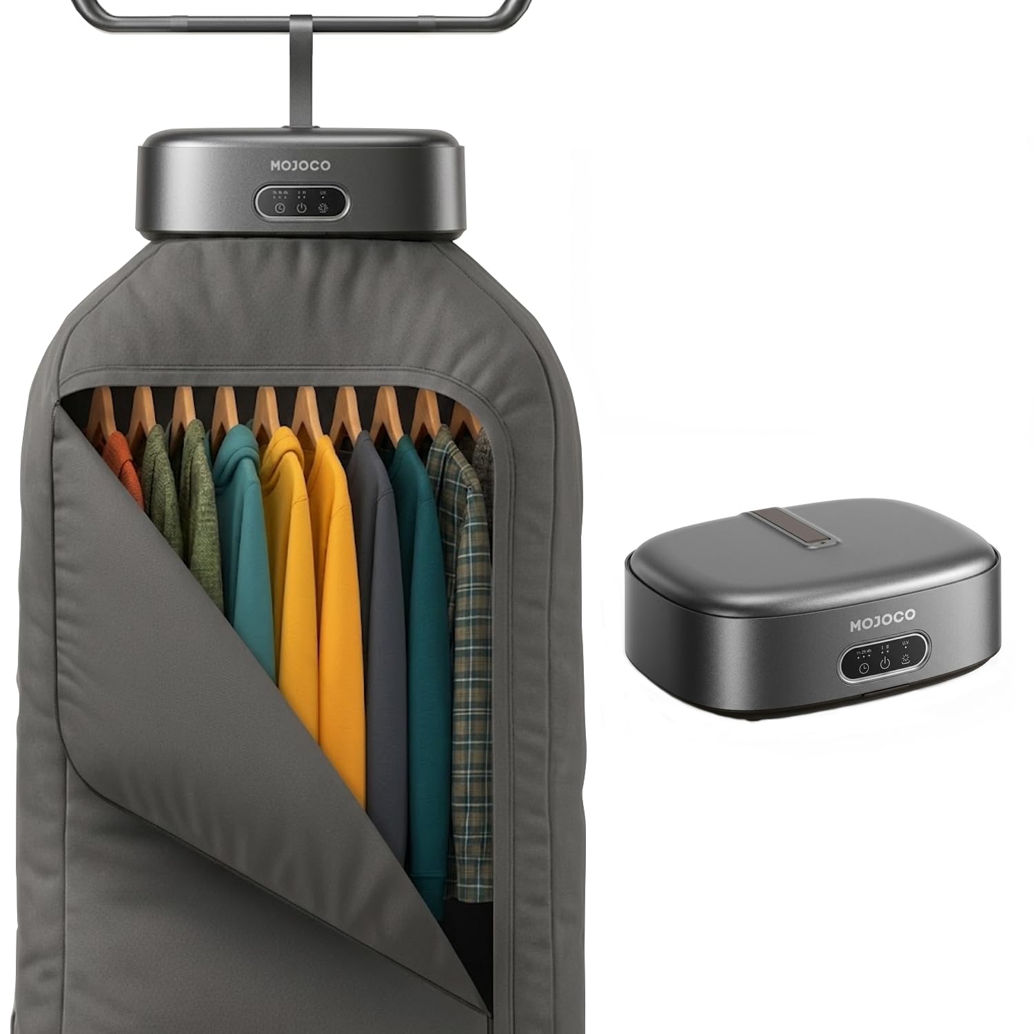 MOJOCO Portable Clothes Dryer - Mini/Compact Dryer for Apartment, RV, Travel - Small Quiet Fast-Drying Machine with Adjustable Timer & Hassle-Free Setup