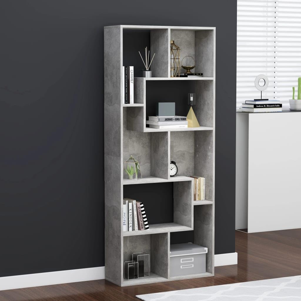 vidaXL Libreria Grigio Cemento 67x24x161 cm in Truciolato