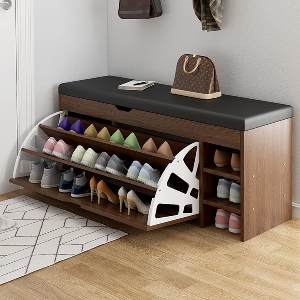 Meuble de rangement avec assise en cuir pour en finir avec le désordre