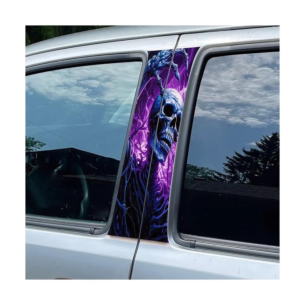 Bertdcx One Color Car Pillar Decals Waterproof Stickers Undead Skeleton Glossy Protective Polyethylene Film Auto Parts