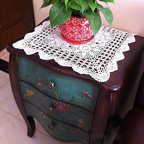 Hsvanyr Handmade Crochet Lace Table Cloth Doilies Placemat Dining Room Mats 15Inches(40Cm), White #TOP18