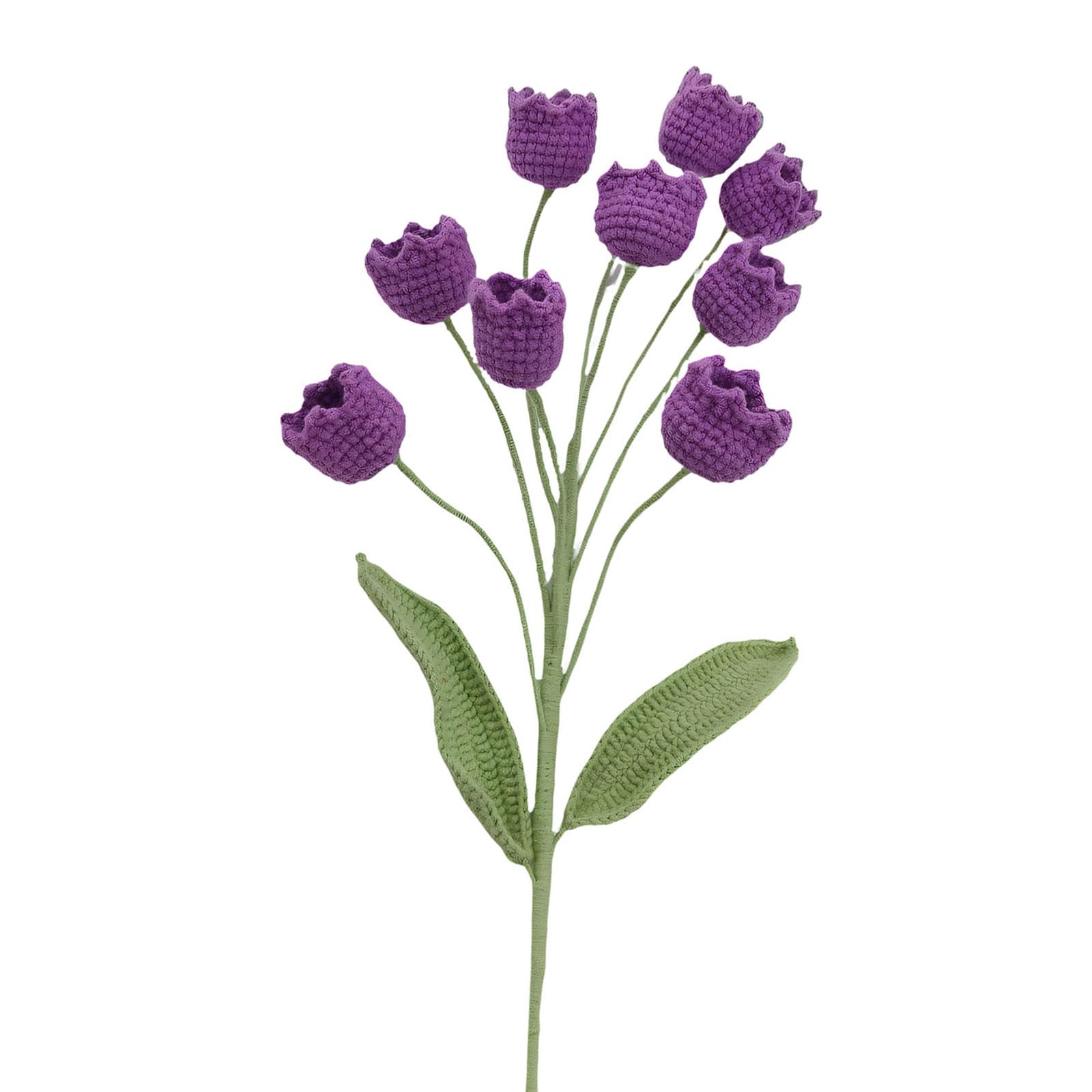 YWLUUOO 9Pieces Artificial Crochet Lilies of the Valley Bouquets Wool Flower for Home Decors Gift Wedding Centerpieces Wool Flower