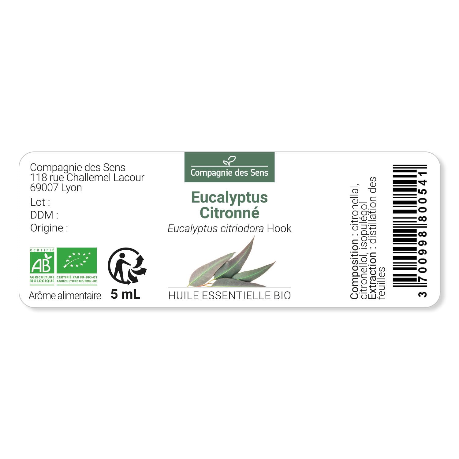 EUCALIPTO LIMONE BIO - 100mL - Olio Essenziale di Qualità Premium - 100% Puro, Naturale, certificato ChromaCert® - Chemotipato e Integrale