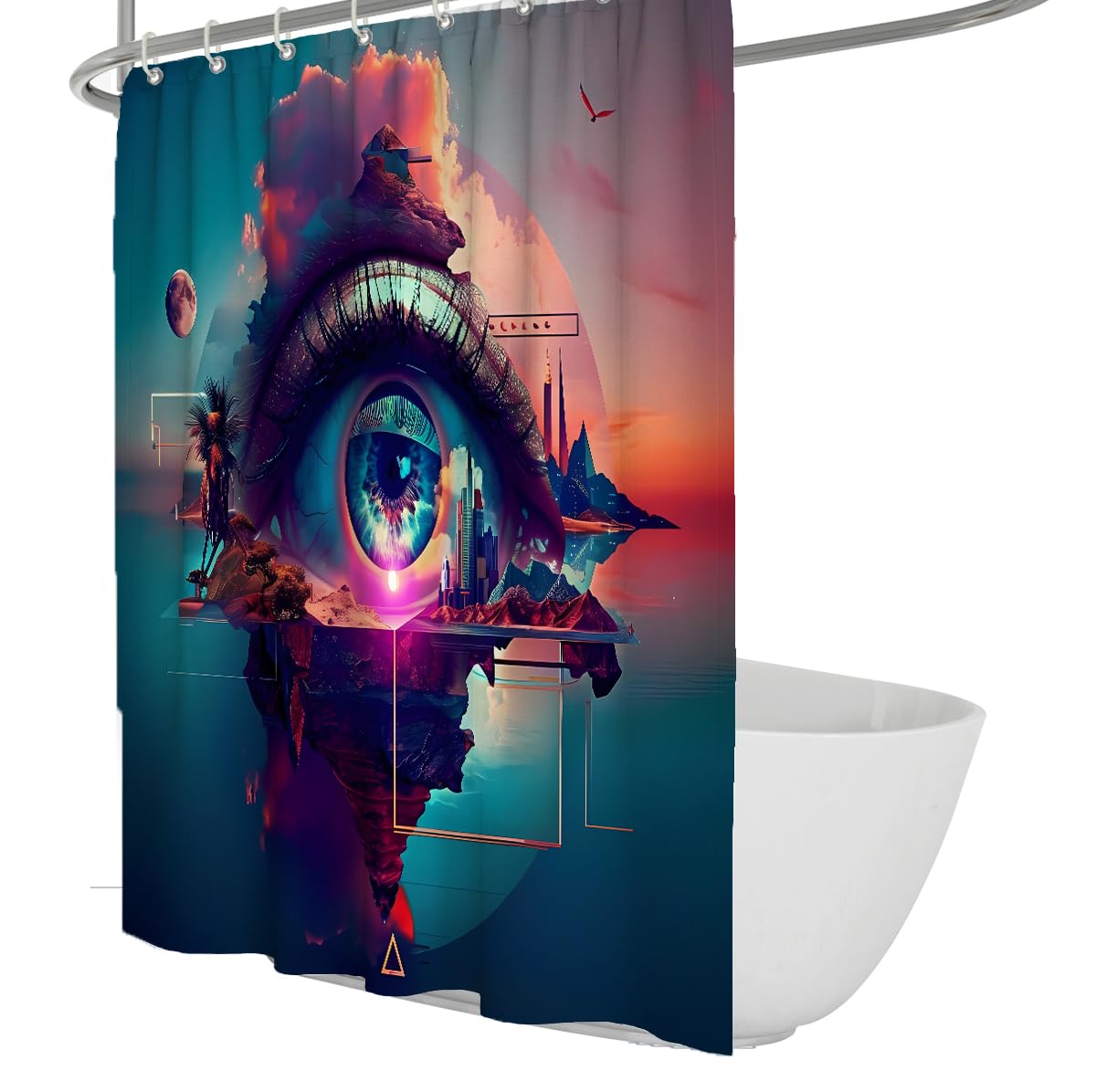 Rideau de Douche Salle de Bain œil Mystique Abstrait 200 x 220 cm
