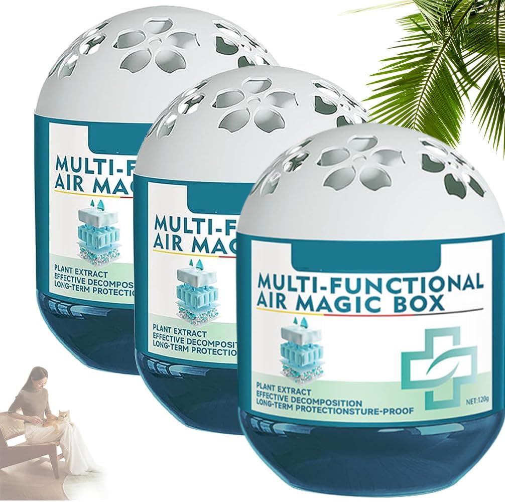 Indoor Air Purifier Dust Removal Magic Box, Multi-Functional Air Cleaning Box with Plant Extract Formula, Passive Air Freshener & Dust Absorber for Home, 120g (Standard, 3PC)