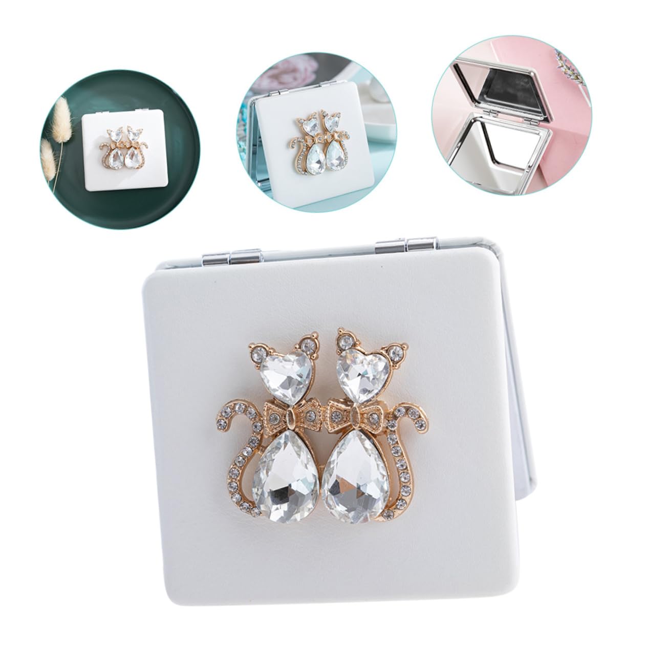 MAGICLULU 5 Specchietti Compatti in Pelle Pu Mini Specchietti Portatili Laterali Per Il Trucco Per Borsa Da Viaggio Uso Quotidiano