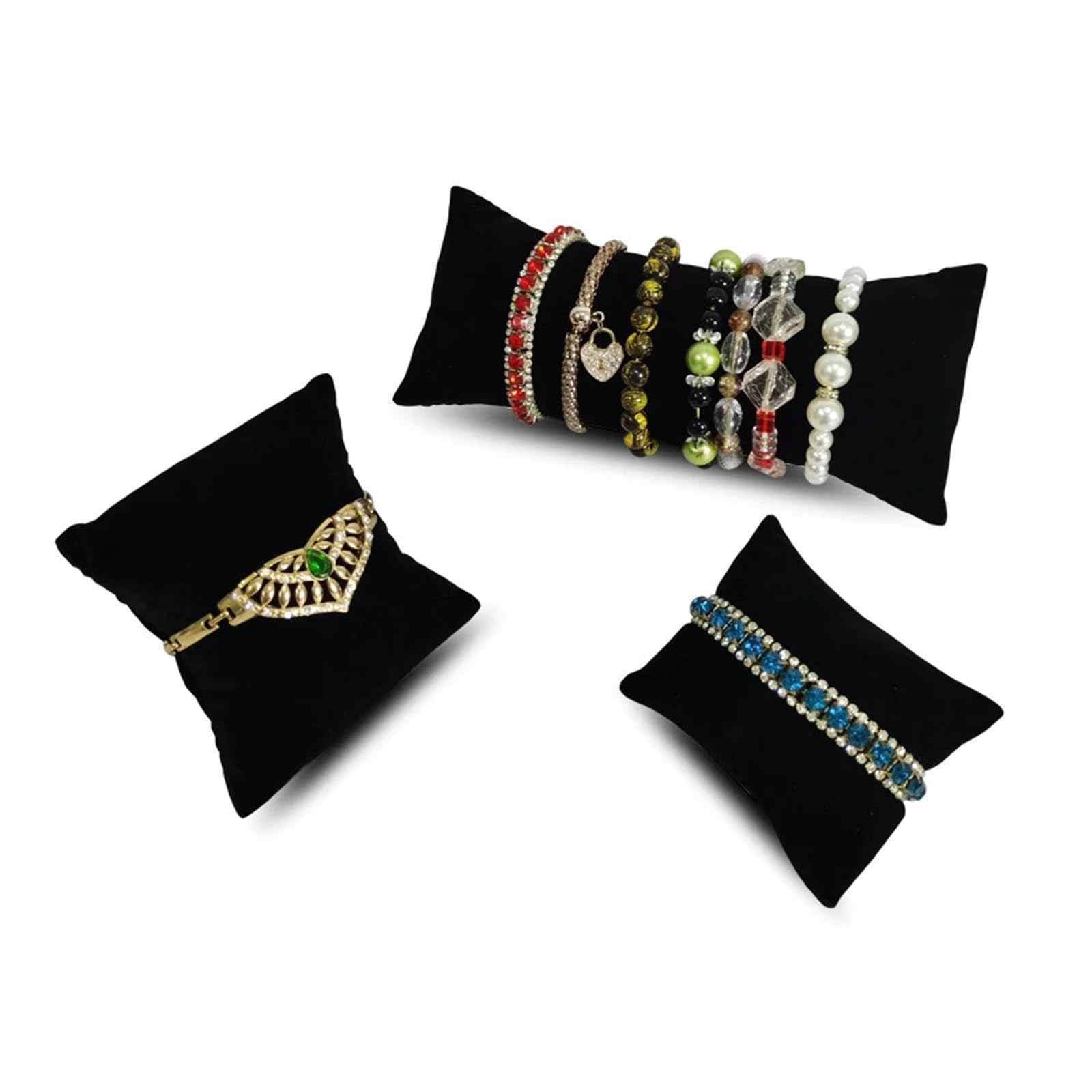 Yangshe 10Pcs Watch Display Pillow Black Velvet Pillow Watch Case Inside Cushion Watch Bracelet Holder Bangle Chain Storage