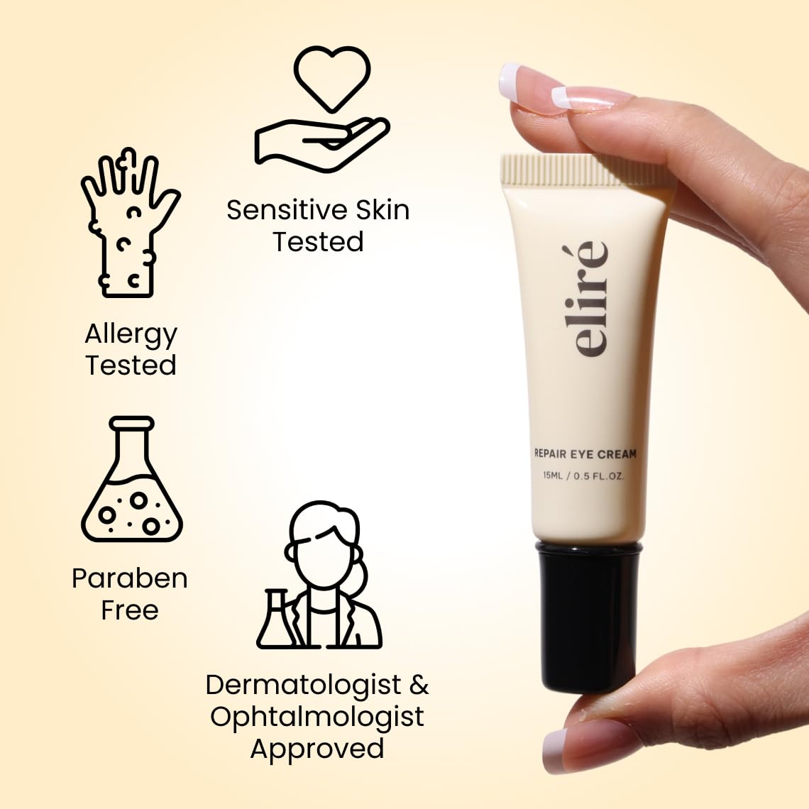 Eliré Crema occhi riparatrice - Ripristina e rafforza la pelle delicata sotto gli occhi | Con ceramidi e caffeina – riduce le linee sottili, rughe e gonfiore – ad assorbimento rapido – 15 ml
