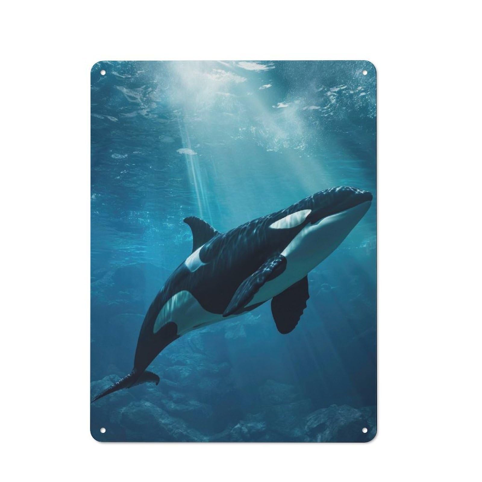 Junmoney Majestic Orca Whale Killer Tin Sign 40X30cm For Workshop Wall, Retro Wall Decor, Suited To Metal Sign Collectors