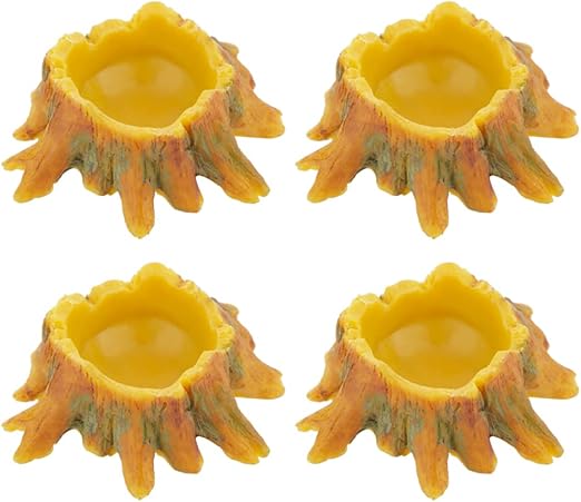 4 Pcs Spider Small Water Bowl, Mini Resin Dish for Tarantula Scorpion Millipede Spider Tiny Reptiles (Tree Root Shape)