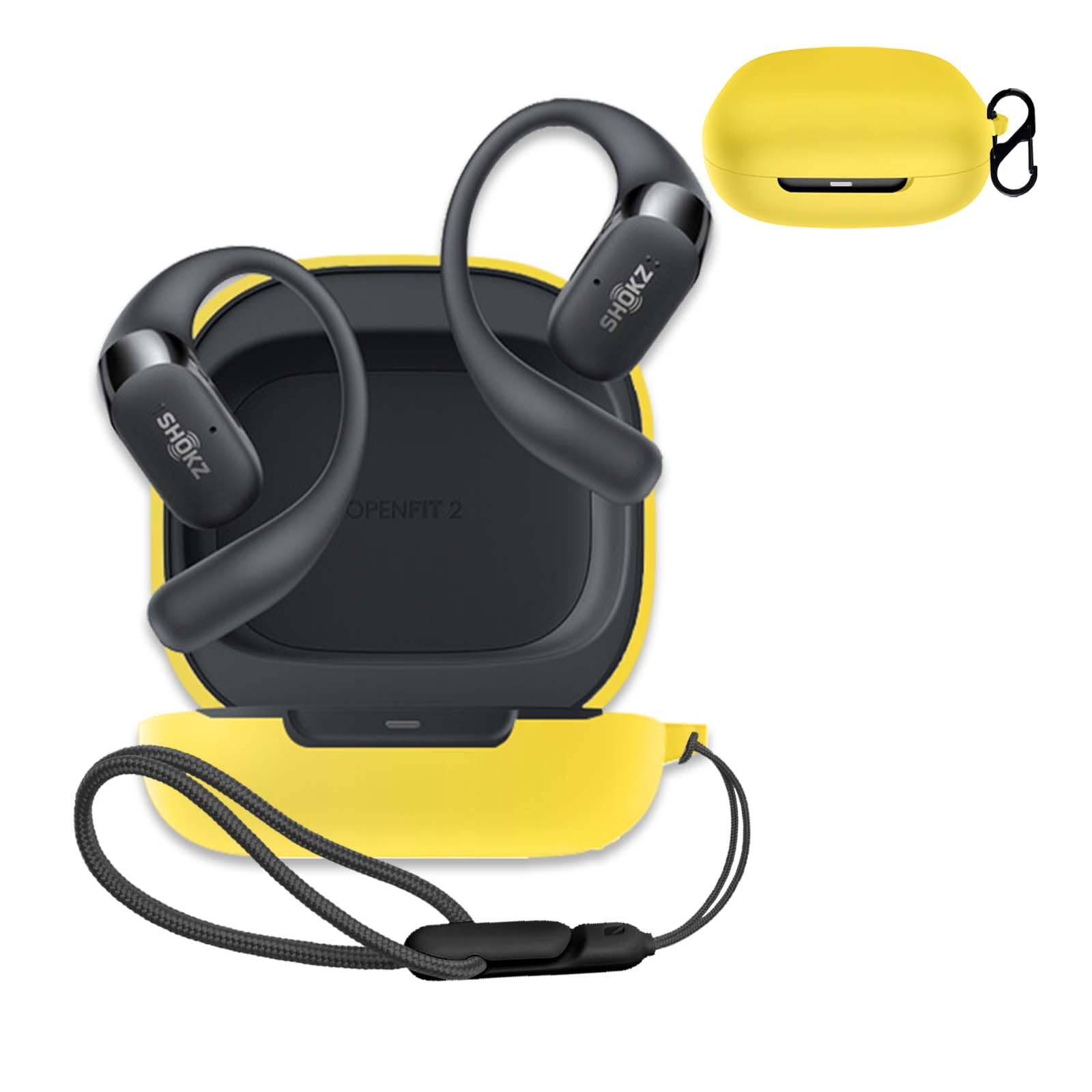 for SHOKZ OpenFit 2 Case Cover,NOUKAJU Earphone Protective Cover(with Carabiner + Lanyard) Drop-Proof,Shock-Proof,Dust-Proof,Protective Case for SHOKZ