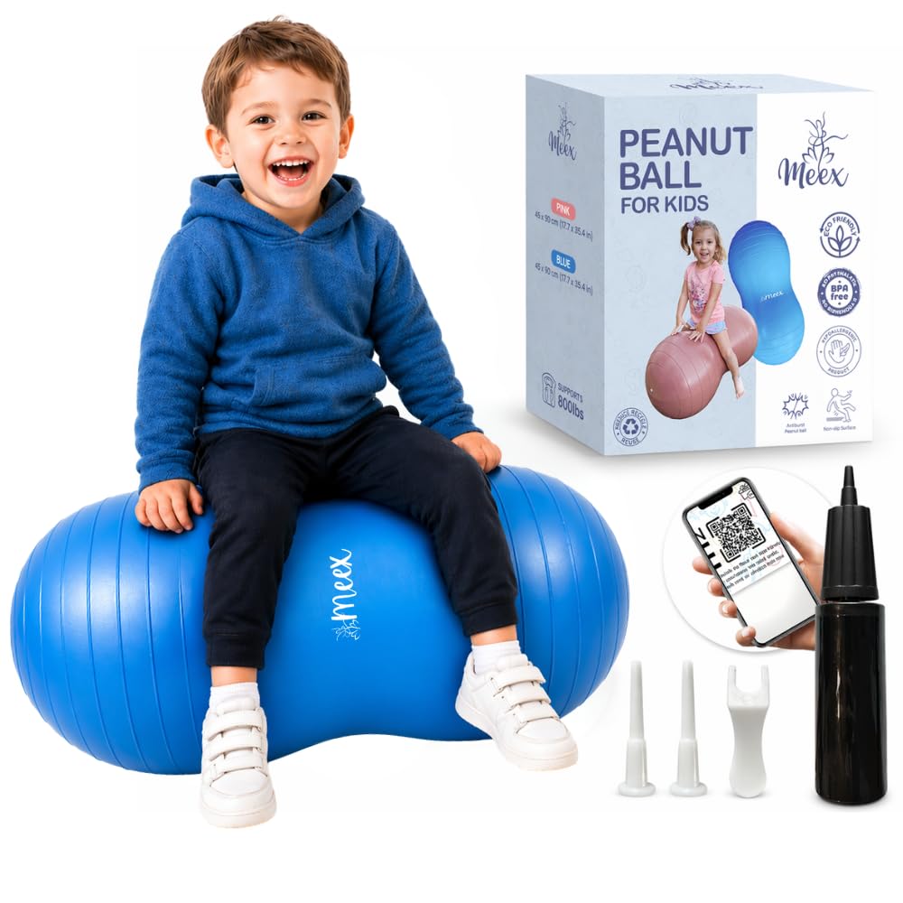 Meex Sensory Peanut Ball for Kids Therapy and Exercise - Enhance Balance, Motor Skills and Physical Therapy Calming Development with Our Yoga Ball - Flexible Seating for Autistic Children — Amazon image 9