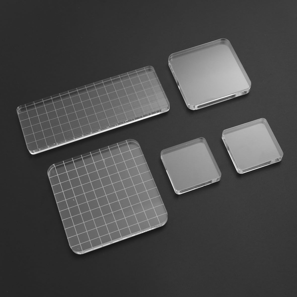 5pcs Acrylic Stamp Block Set with Grid Lines, Alignment Tool