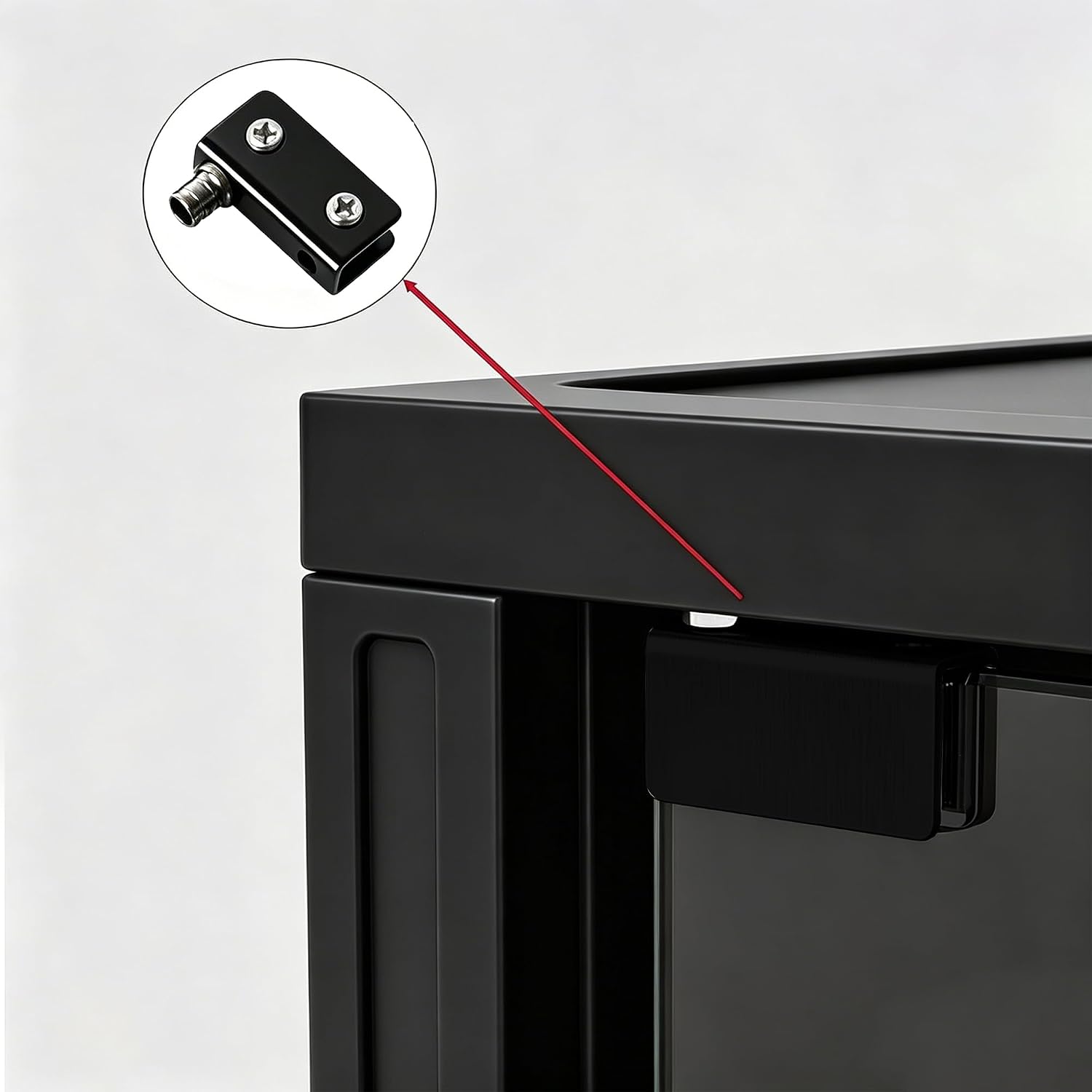 4 Pairs Stainless Steel Glass Door Pivot Hinge Hinge Set for 5-8mm Glass, for Cabinet Doors Replacement, Medicine Cabinet Mirror & Showcase Display, Adjustable Swinging Door Hinge (Black)
