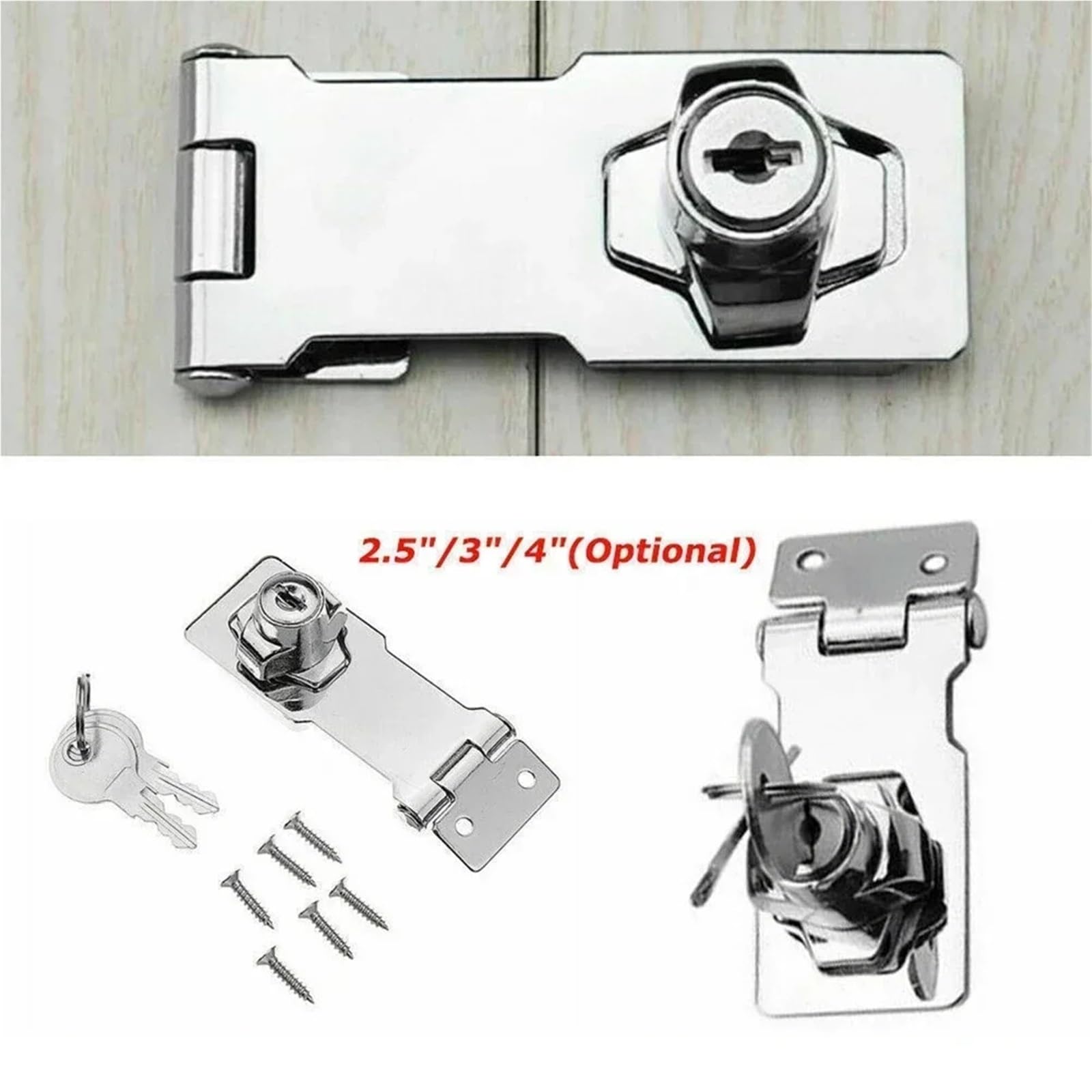 2 uds cerrojo de bloqueo grapa resistente con llaves candado armario cobertizo cerradura garaje gabinete oficina Hardware seguridad Para Puertas