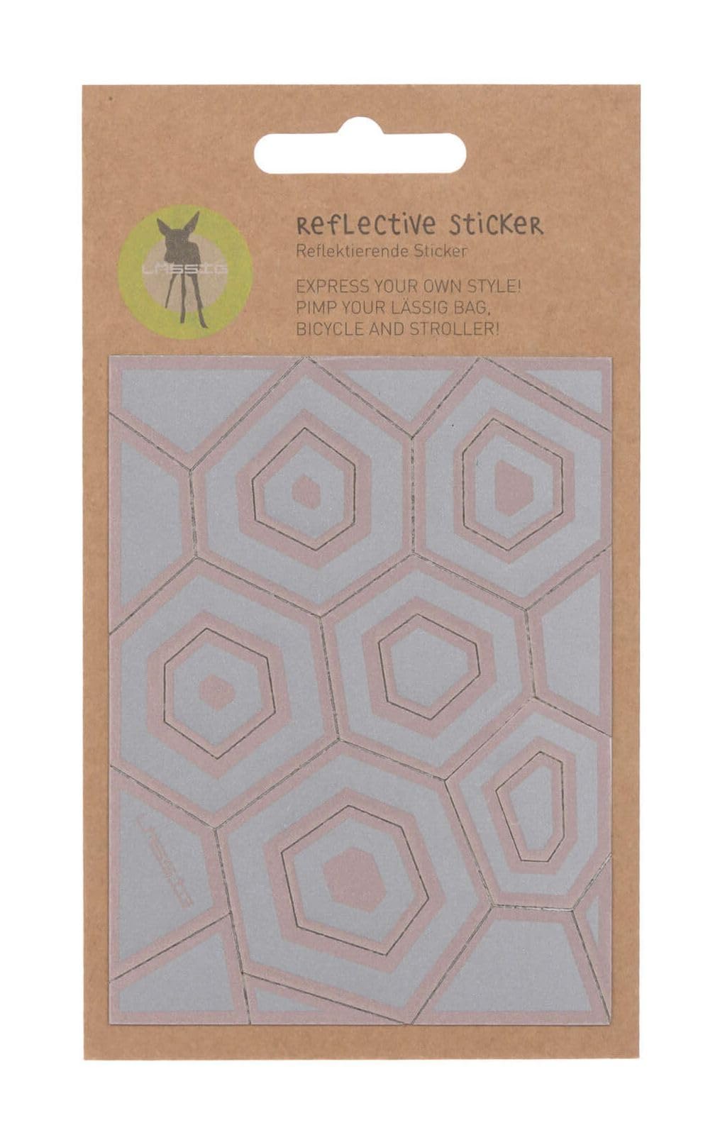 LÄSSIG Reflective Sticker Bag Pram Self-Adhesive Sticker - Your Bag/Reflective Sticker Hexagon