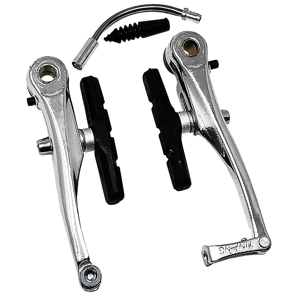 Coppia Freni V-Brake Universali Per Bici In Alluminio Cromato - Pinza Completa Con Pattini MADICKS
