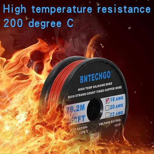 Vista 55 de BNTECHGO Carrete de alambre de silicona calibre 18 de 250 pies, color rosa, flexible, alambre de cobre estañado trenzado de 18 AWG Rosa