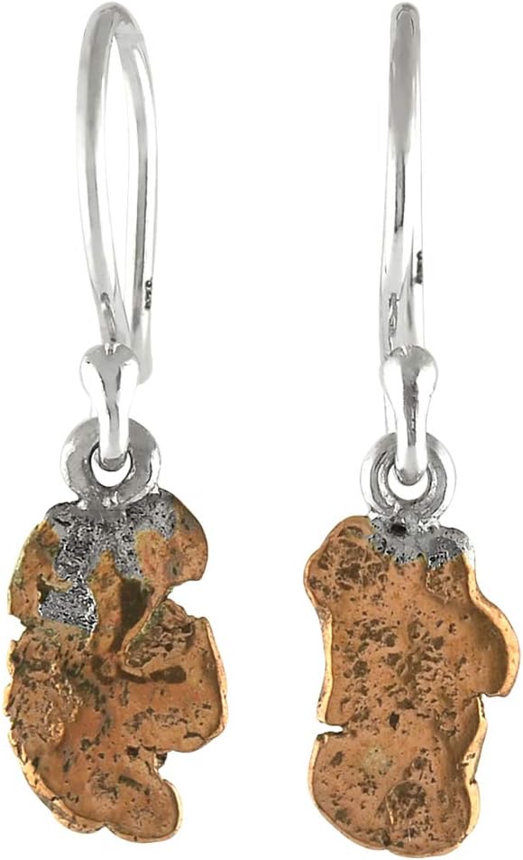 Starborn Copper Nugget Drop Earrings with Sterling Silver - Image 2