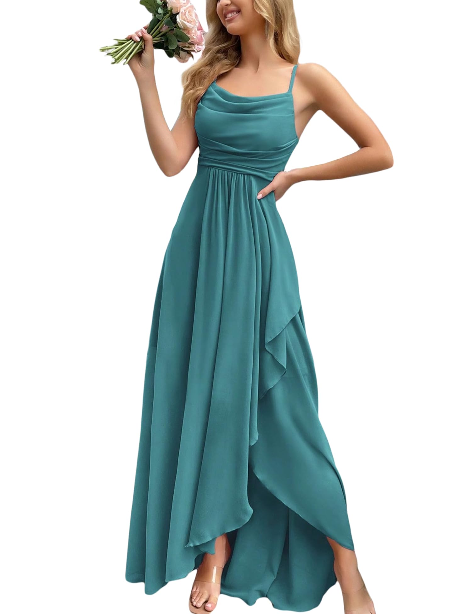 Photo 1 of VOUIAO Women's Formal Evening Gown Elegant Long Prom Dress Summer Wedding Guest Party Cocktail Bridesmaid Maxi Dress Malachite Green S