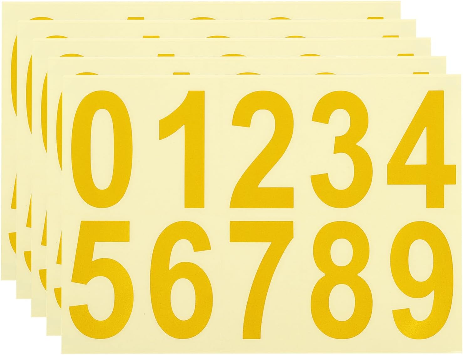 PATIKIL 3 Inch Mailbox Numbers for Outside, 5Pcs Self Adhesive Reflective Mailbox Number Sticker Die Cut Decal Number with Sticky Tab for Apartment House, Gold Tone