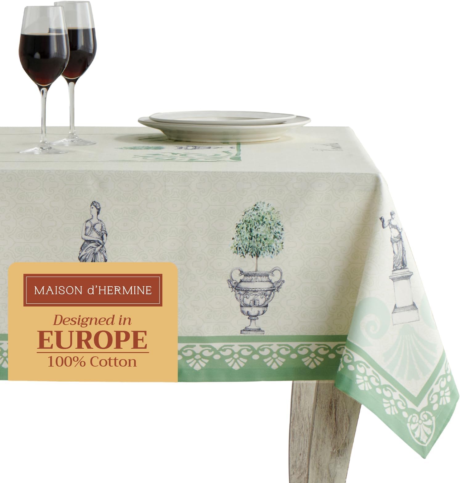 Maison d' Hermine Table Cloth Rectangle Table 100% Cotton 60 x 90 Inches Tablecloth Reusable Decorative for Dining Kitchen Room Farmhouse Home Easter Decorations Spring Summer - Jardin Du Roy