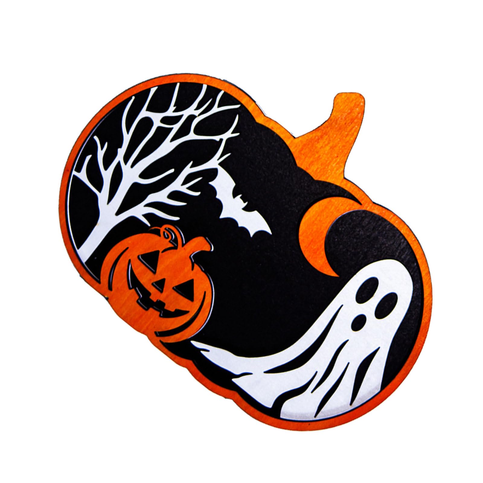 Qusinfc Eerie Wooden Specter Pumpkins Hanging Decoration Halloweens Party Supplies 18x15cm Multiple Designs Home Festival Decors Horror Theme Wooden Wall Decors