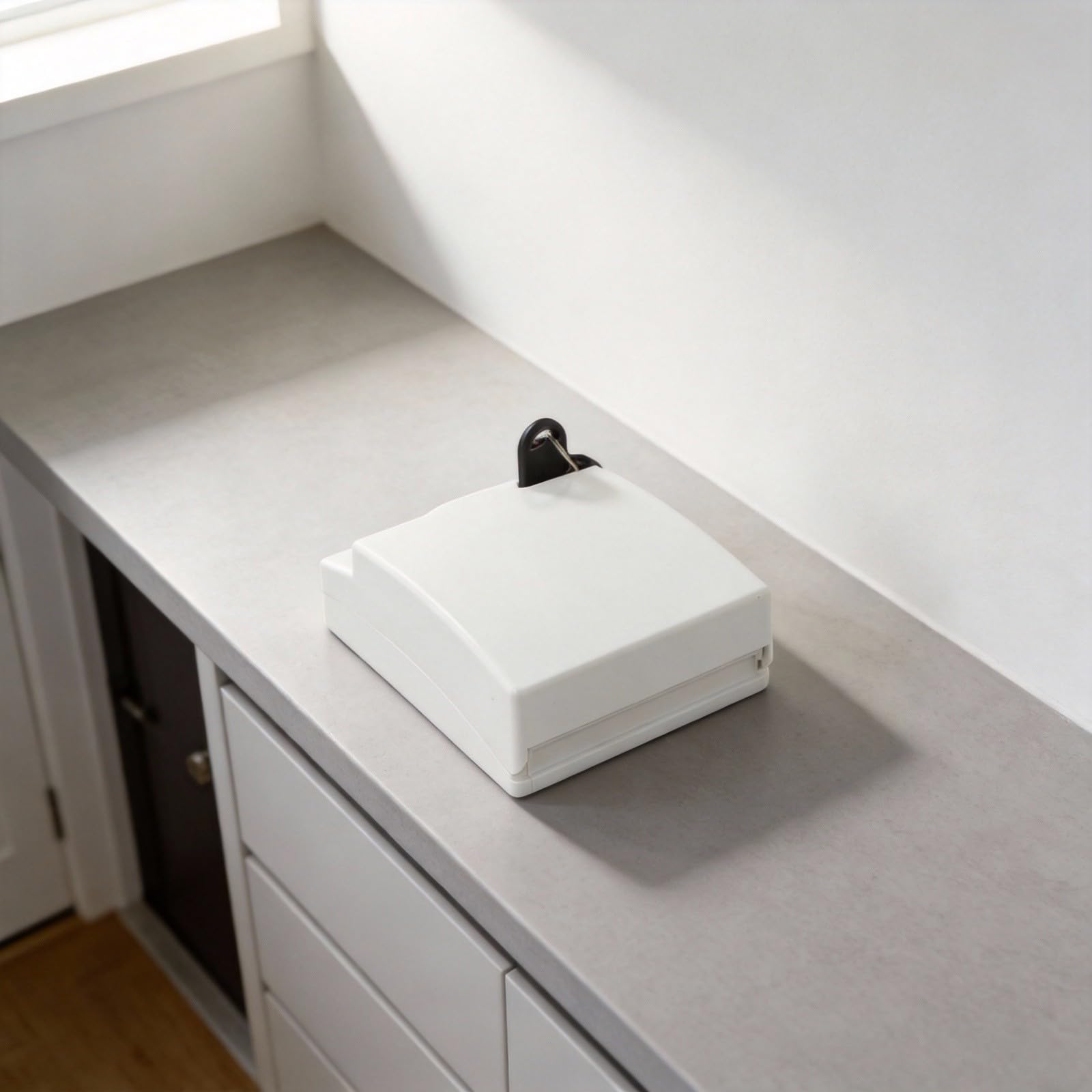 Cubierta de enchufe con cerradura con llaves, protector de enchufe de pared impermeable, instalación autoadhesiva, protector eléctrico a prueba de niños para el hogar, oficina, escuelas (blanco) — view 2