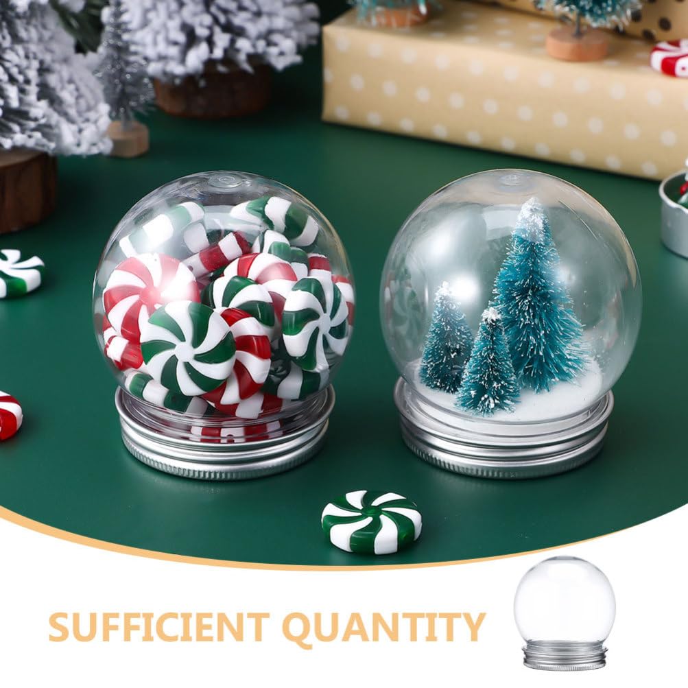 GLEAVI Petite boule à neige transparente : 15 boules à neige en plastique de 150 ml avec bouchon à visser pour bonbons, biscuits, loisirs créatifs, Noël, paysage végétal