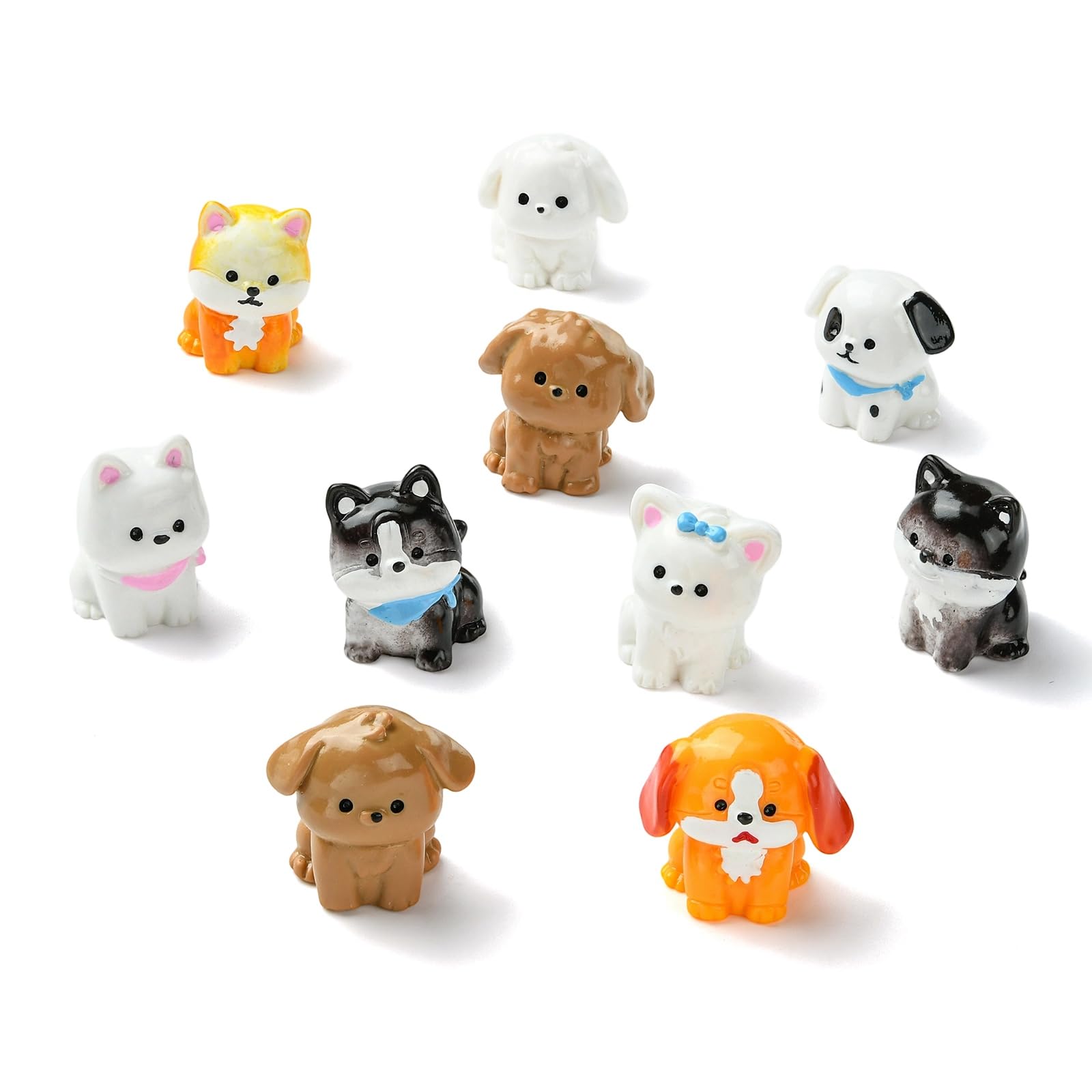 UR URLIFEHALL 20 Pcs 10 Styles Mini Resin Puppy Dog Figurines Animal Dollhouse Decorations for DIY Landscape Garden Birthday Party Home Decors