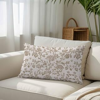 Vintage Pastoral Khaki Flower Pillow Covers 16x24 Inch Decorative Throw Pillow Cover for Couch Watercolor Pastoral Plant Linen Pillowcase Farmhouse Pillow Covers for Sofa Bedroom Lumbar Cushion Cover