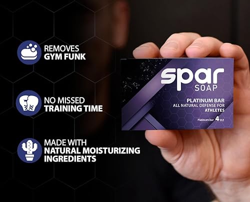 Miniatura 4 de Spar Soap Barra de platino (4 onzas), árbol de té de lavanda, propiedades antifúngicas, para BJJ, MMA, luchadores, Grapplers, hombres y mujeres,