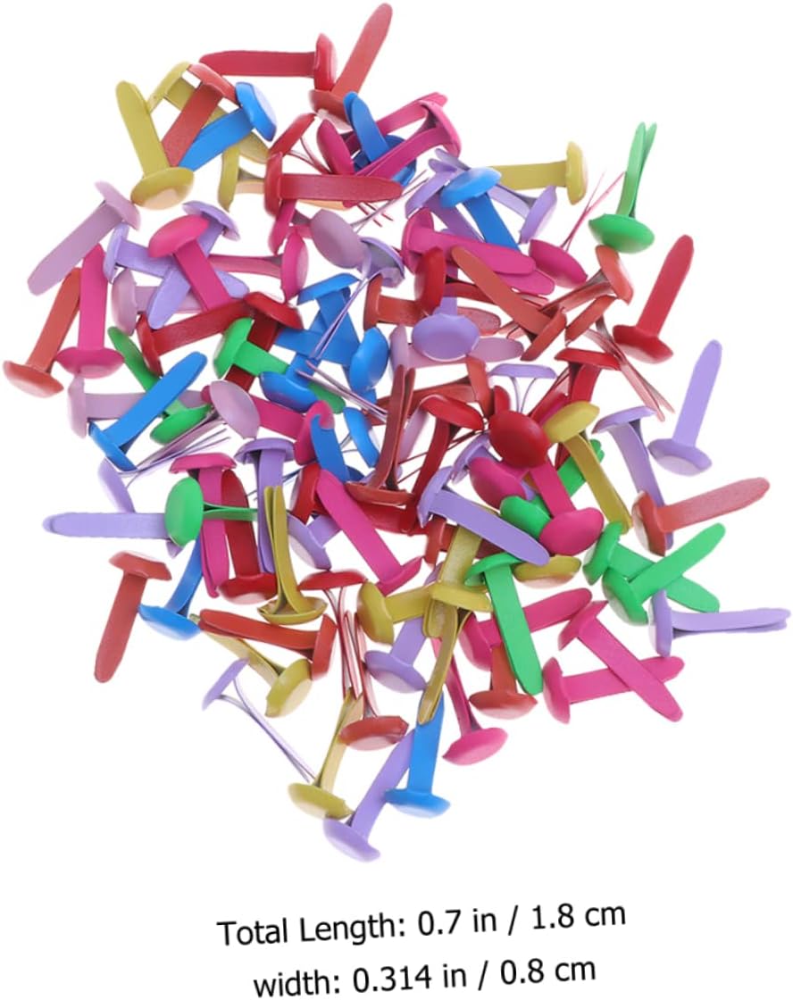 Gogogmee 300pcs Vibrant Pins Mini Brads for DIY Crafts Metal Paper Fasteners Storage Box for Scrapbooking Card Making and Art Projects