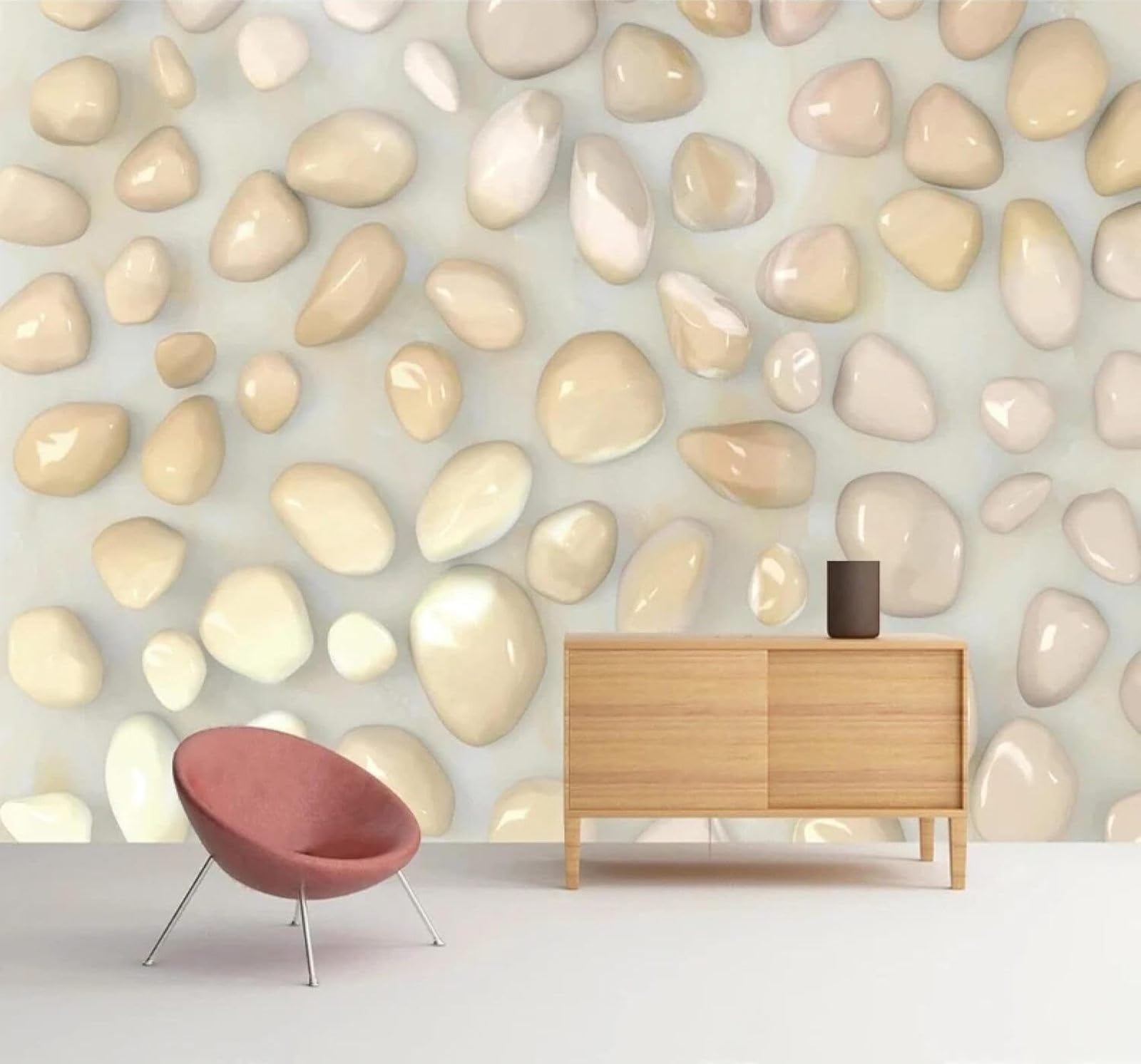 Tzxztt Abstract Three Dimensional Pebbles Art Unique Modern 3D Wallpaper Premium Textured Silk Neutral Tones Material Ideal for Living Room Bedroom-350cm×256cm