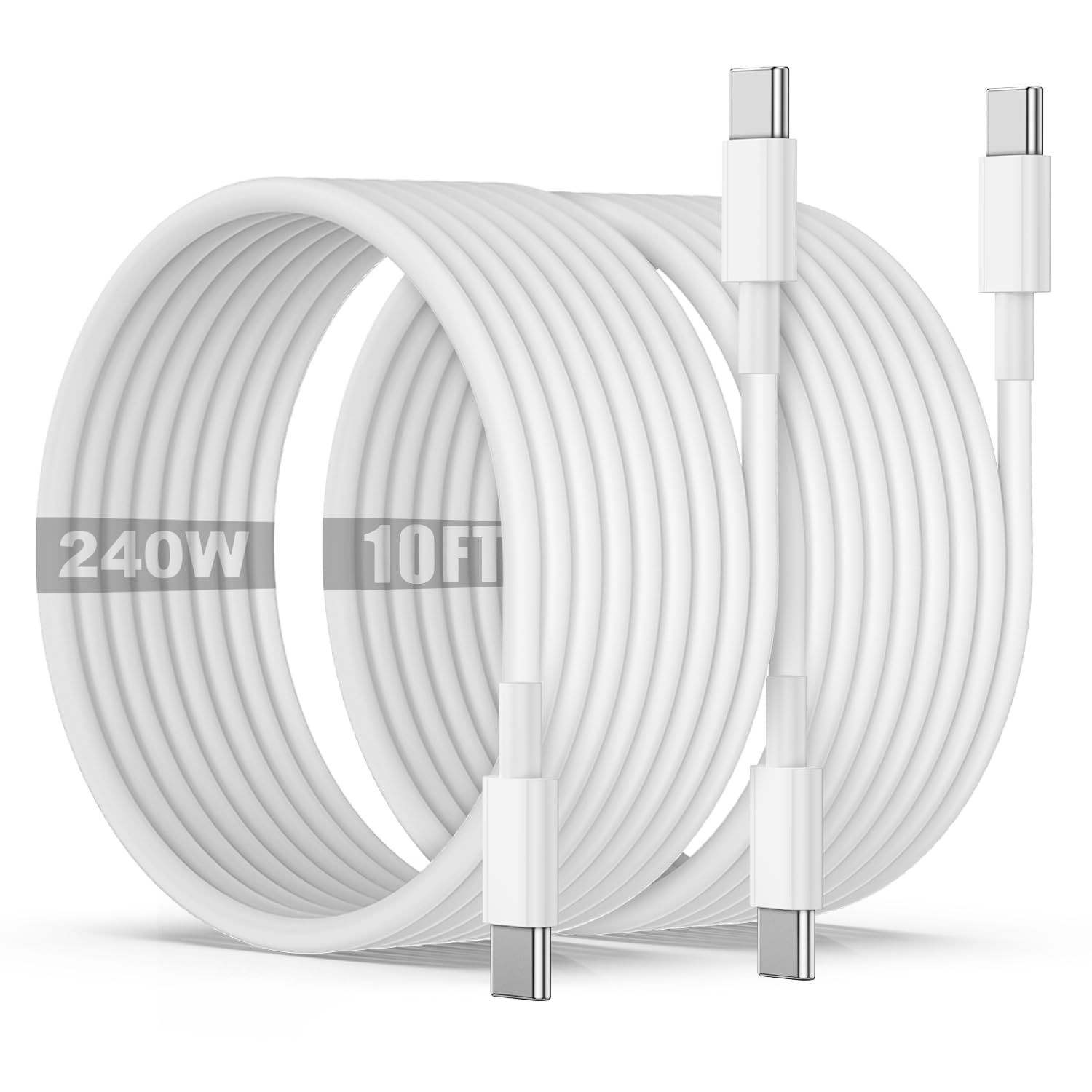Cable de carga USB C a C de 10 pies, 240 W, cable de carga rápido tipo C a C largo para Apple iPhone 17 Pro Max/17 Air/16 Pro Max/15 Plus, MacBook Pro 2021/2020/2019, iPad 12.9/11 pulgadas/Mini/Air 5