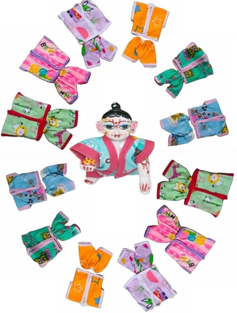 SEER Laddu Gopal Dress Cotton Summer Night Suit for Krishna Idol Ladoo Gopal Dress Pant Shirt (Combo-6) (Size 4)