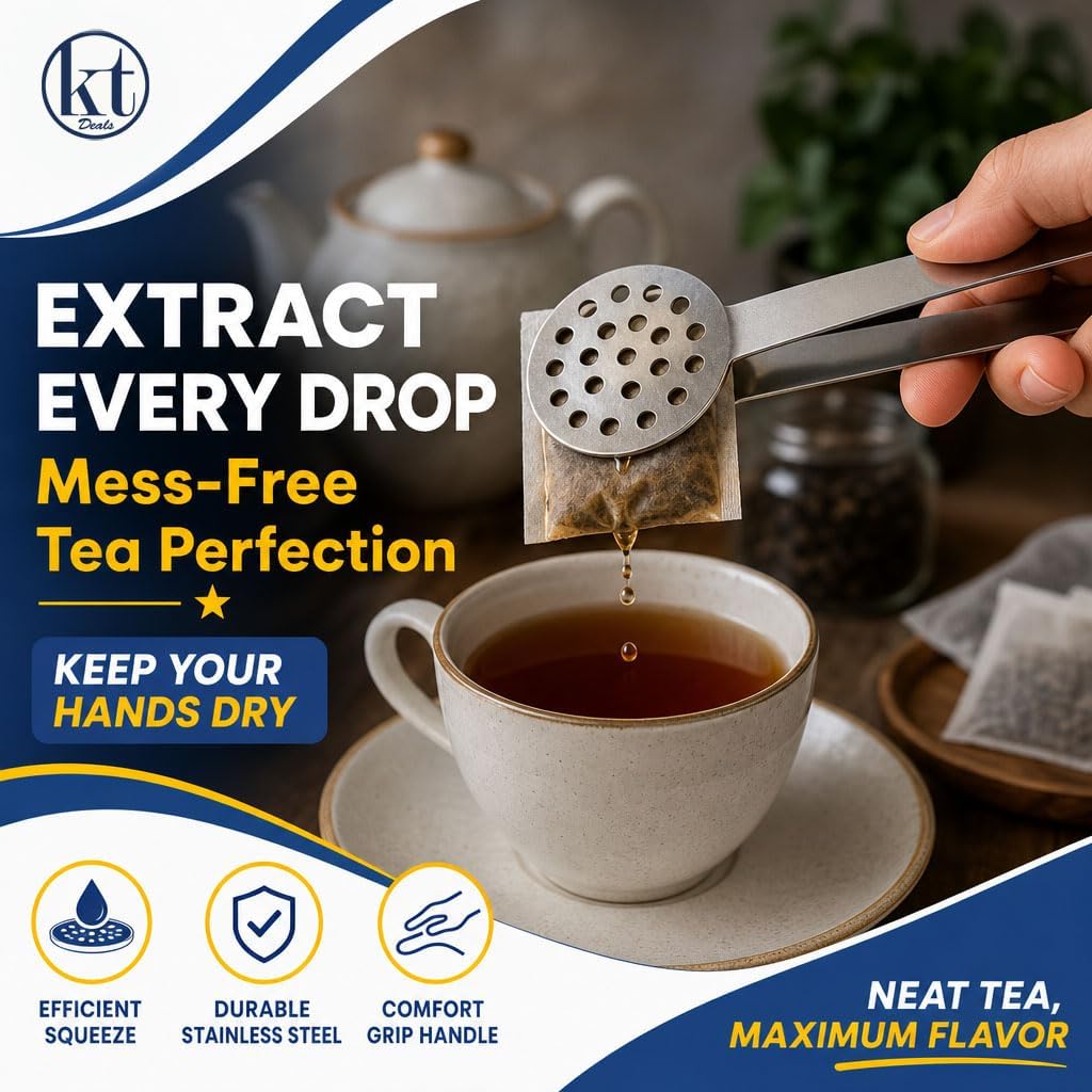 2 Pack Tea Bag Squeezer Stainless Steel Tea Bag Squeezer Tongs Strainer Gripper Picker image 3