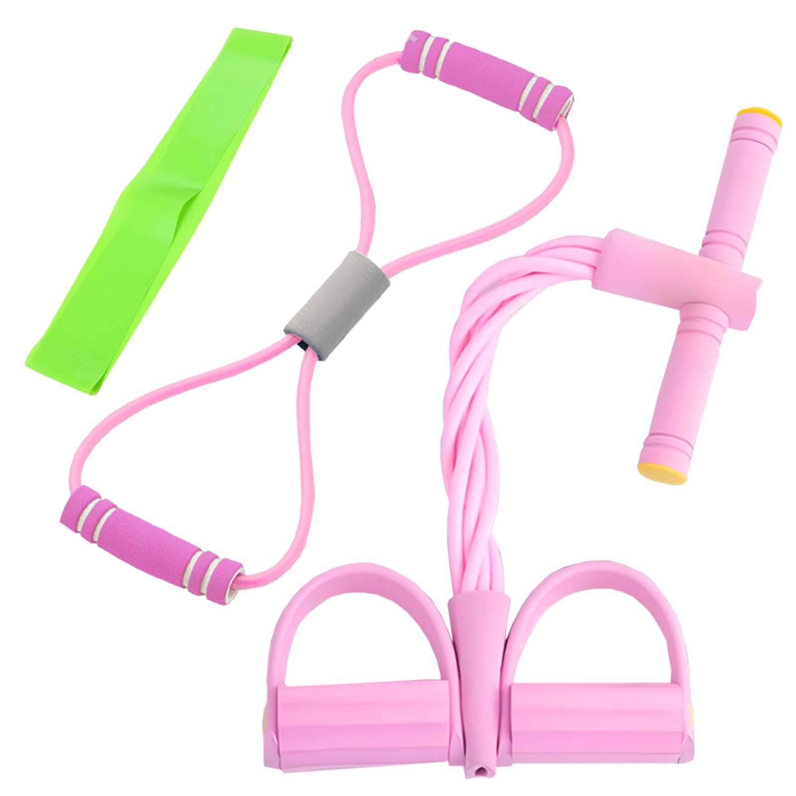 ZYEKIU 3 Stück Set Bauchtrainer Expander Fitness mit 8-Förmiges Widerstandsbändern und Fitnessbändern 6 Tubes Bauchtrainer Zuhause Sportgeräte Bauch Trainingsgerät for Sit-ups Trainingsgeräte (Rosa)
