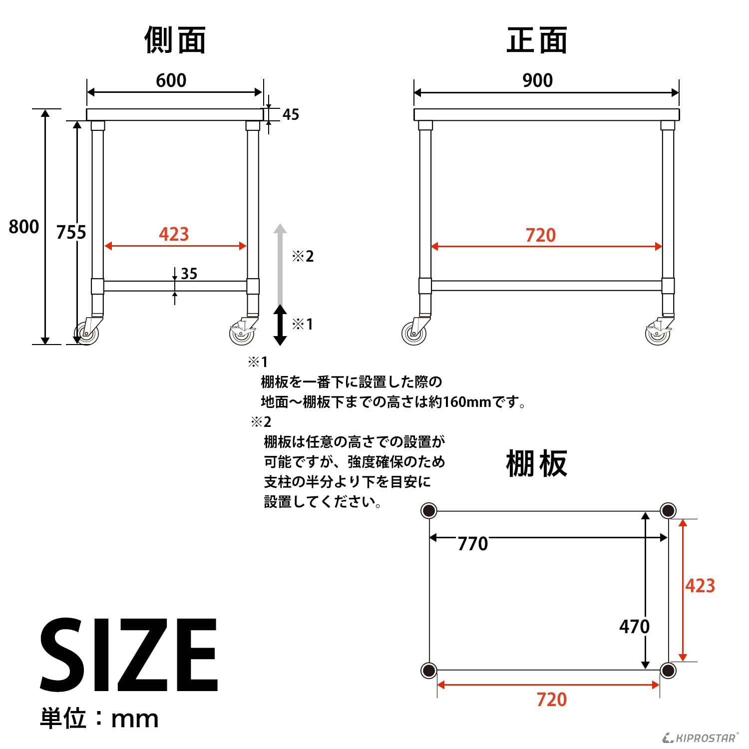 Amazon.co.jp: ステンレス 作業台 キャスター付き 業務用 調理台 厨房